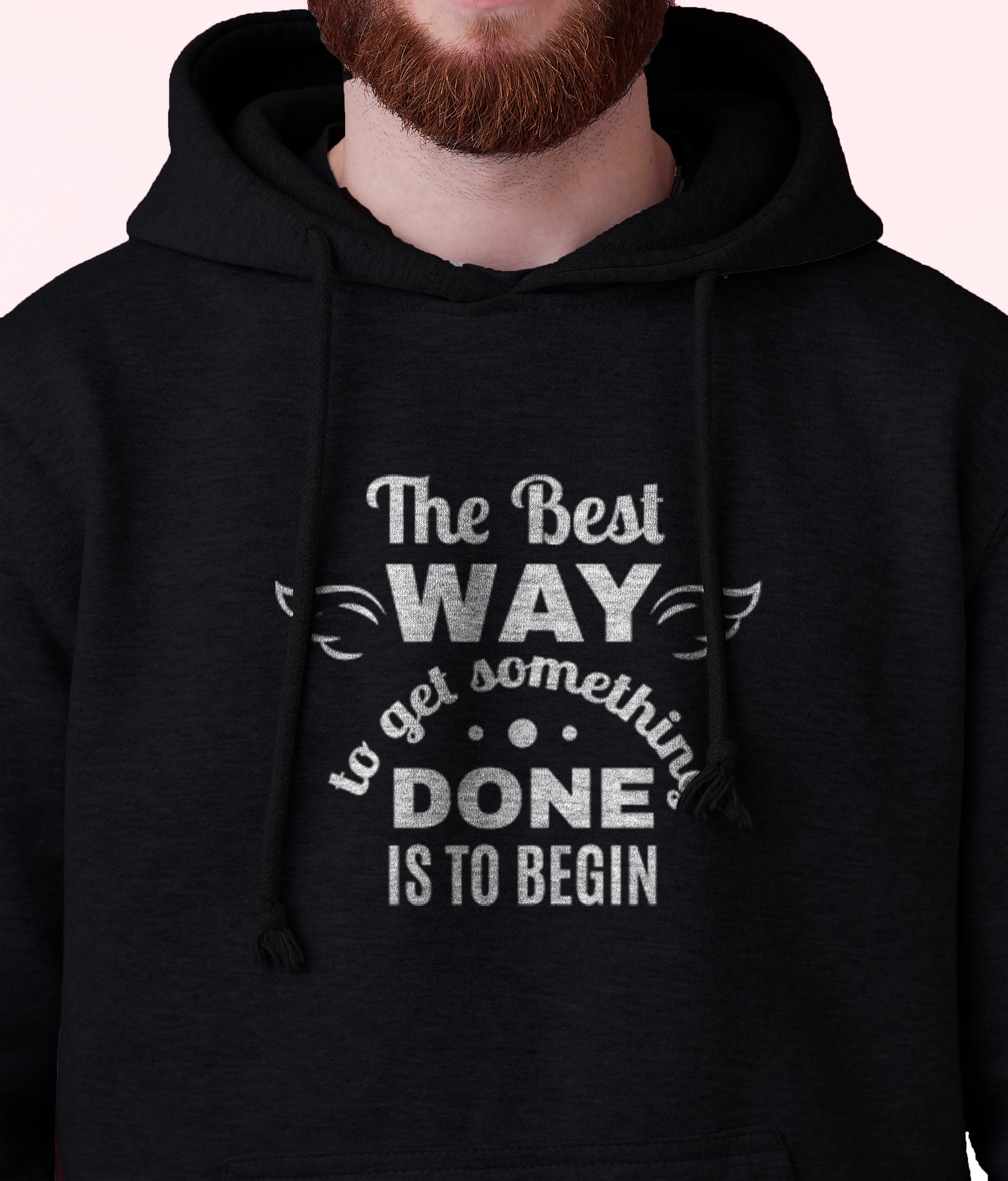 Men's 'The Best Way' Fleece Pullover Long-sleeved Printed Hoodie