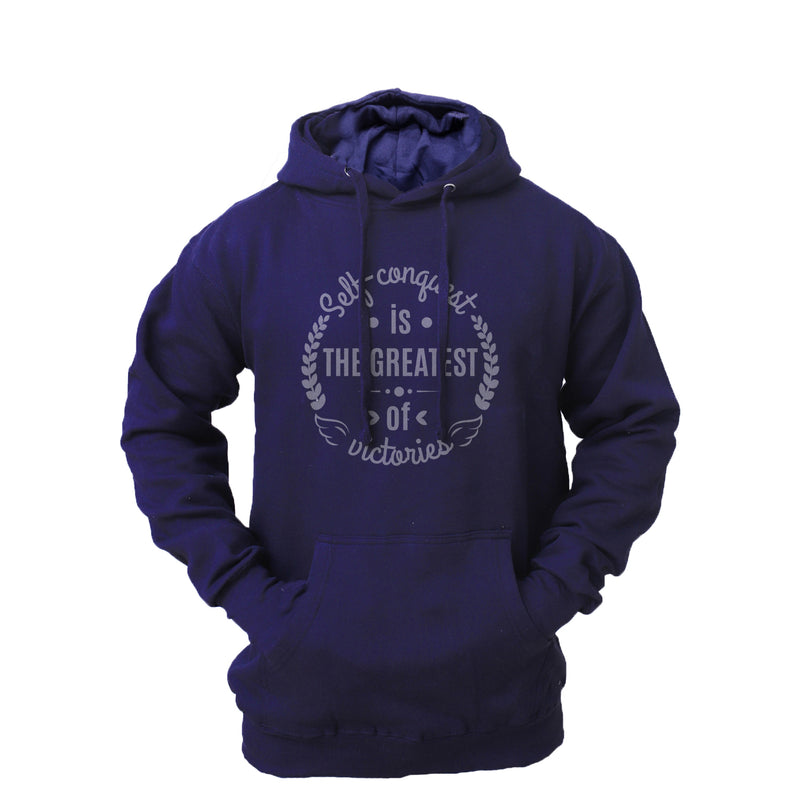 Men's 'Self Conquest' Fleece Pullover Long-sleeved Printed Hoodie
