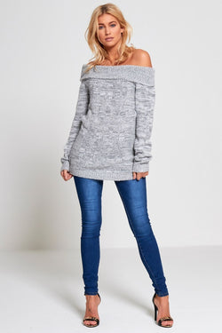 Off The  Shoulder Cable Knit Jumper