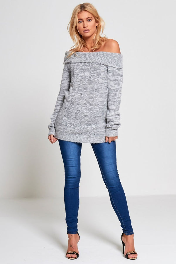 Off The  Shoulder Cable Knit Jumper