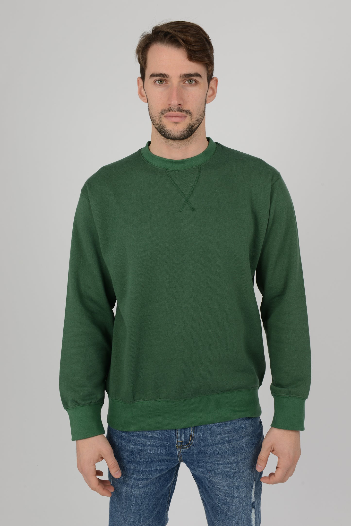 Mens-Plain-Fleece-Sweatshirt-Jersey-Bottle-Green