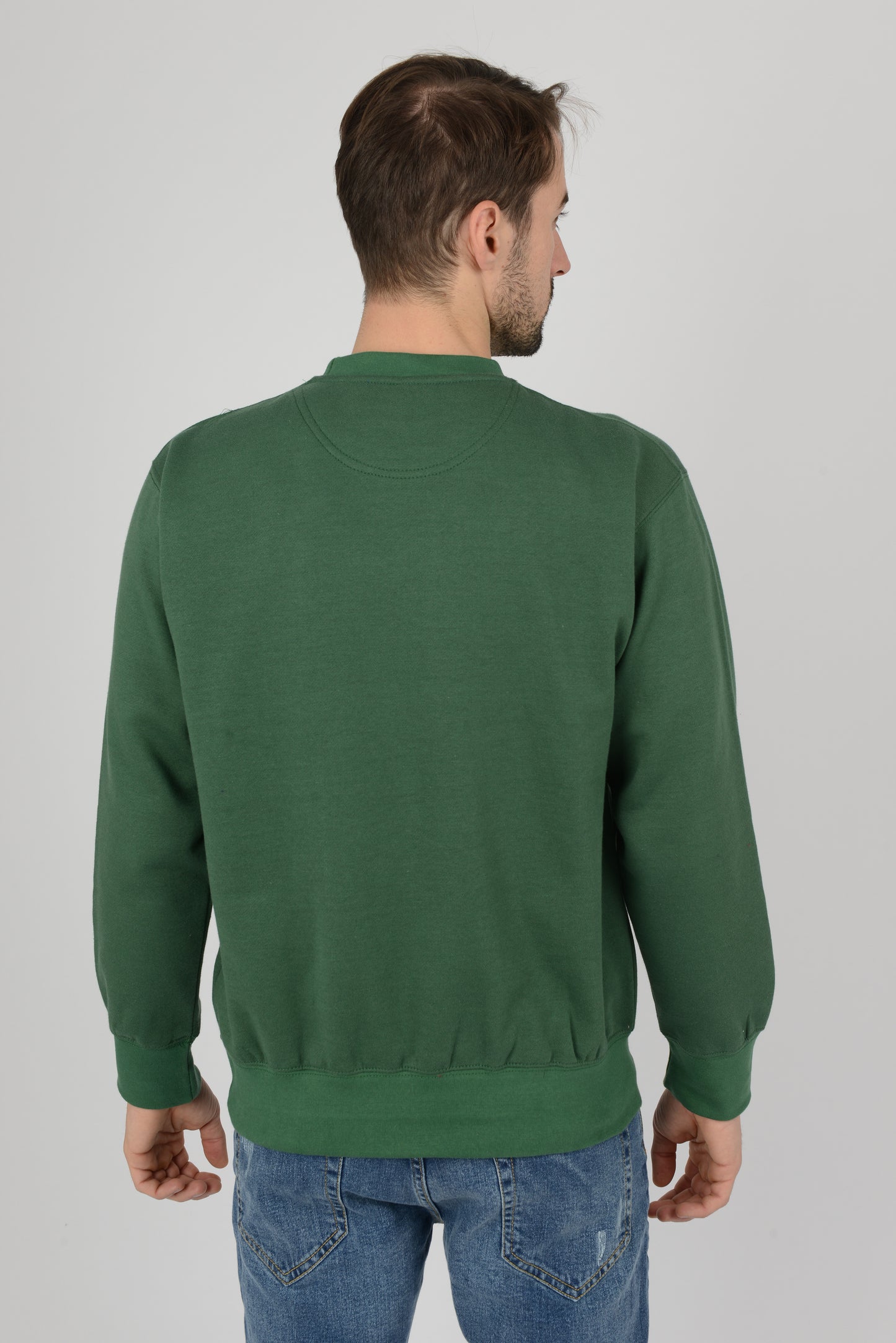 Mens-Plain-Fleece-Sweatshirt-Casual-Bottle-Green