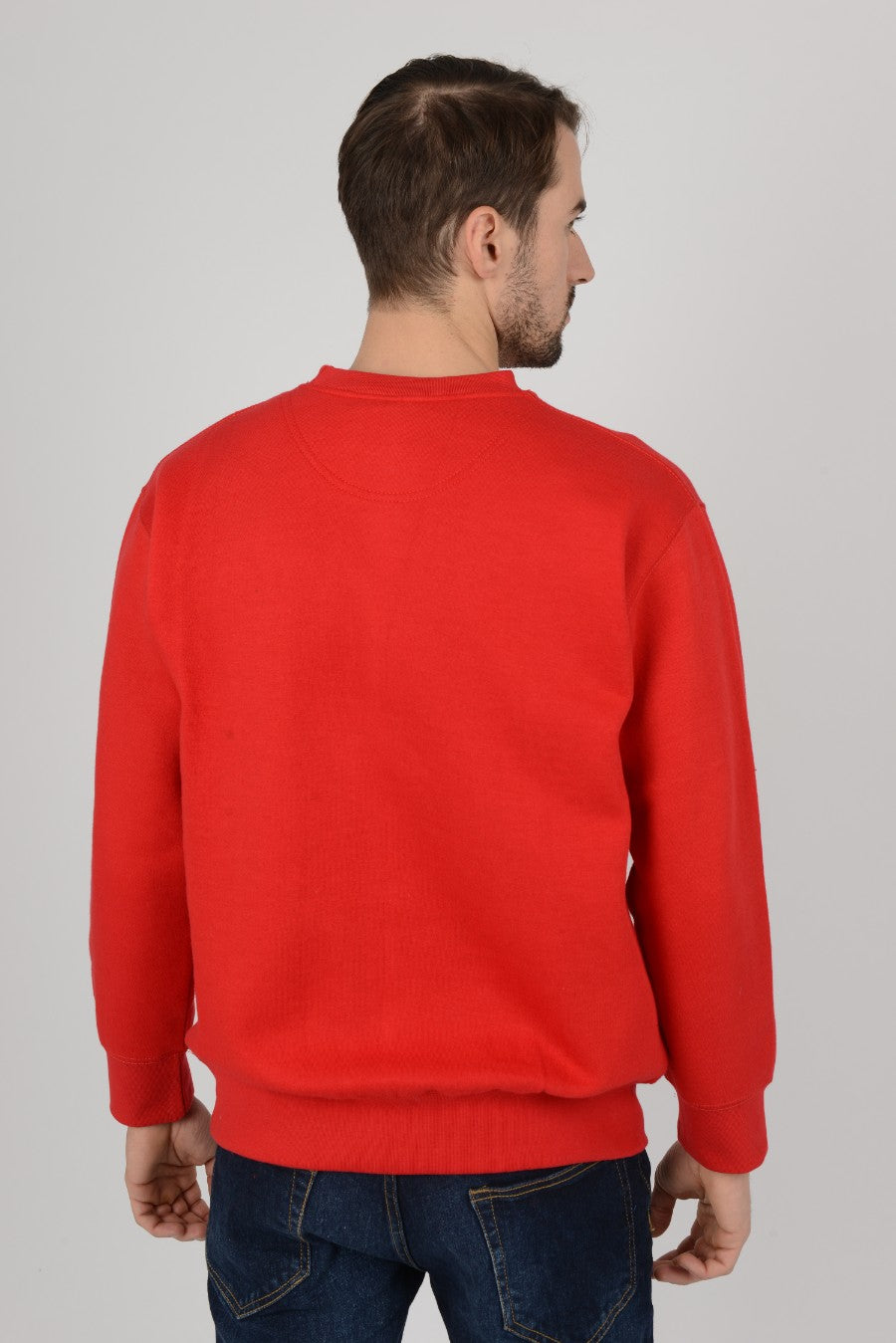 Mens-Plain-Fleece-Sweatshirt-Casual-Red