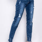 Plus Size Light Distressed Hem Jeans