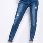 Plus Size Light Distressed Hem Jeans