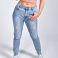 Plus Size Light Wash High Waisted Distressed Jeans