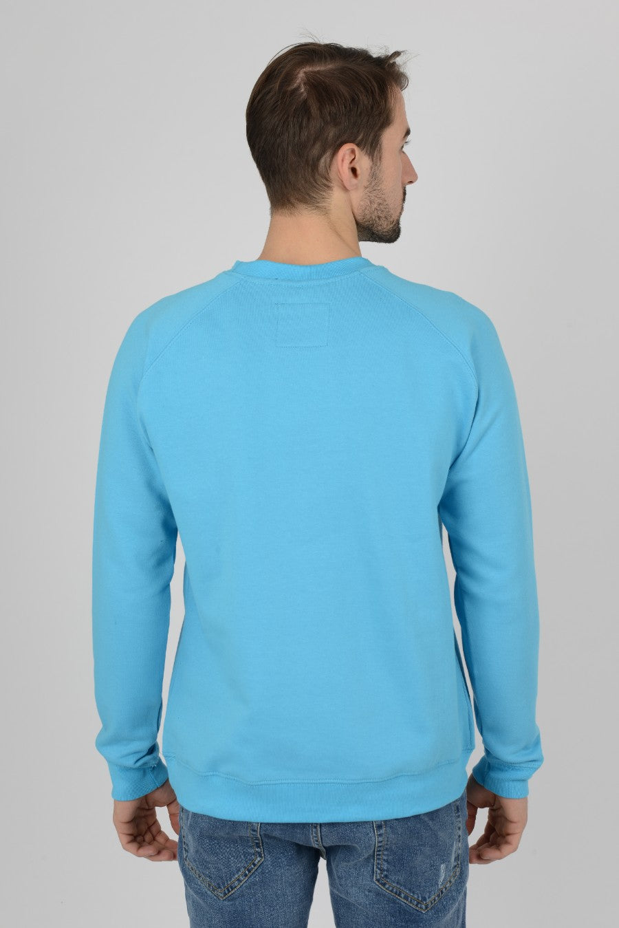 Mens-Raglan-Sweatshirt-Casual-Azure-Blue