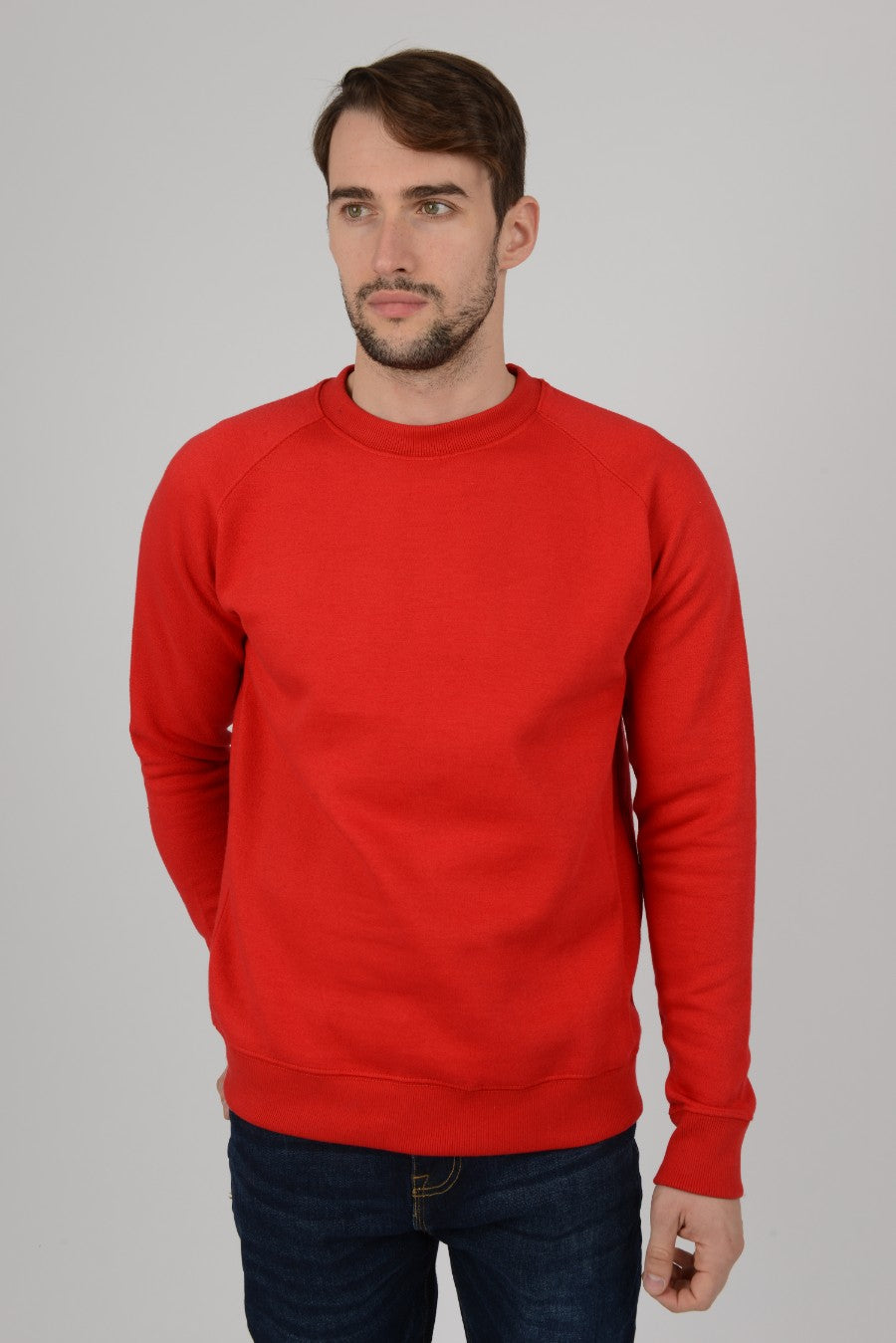 Mens-Raglan-Sweatshirt-Jumper-Red