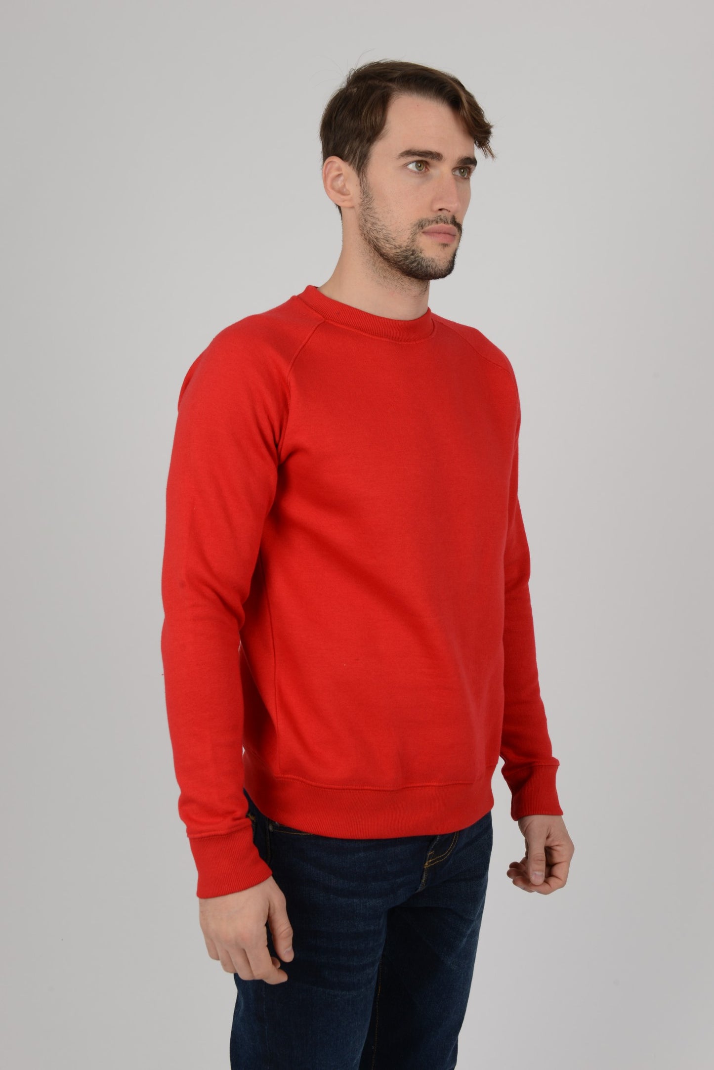 Mens-Raglan-Sweatshirt-Jersey-Red