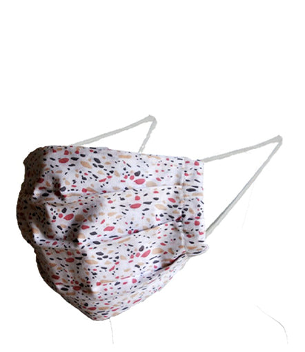 Reusable Cotton Pleated Mask - Stone Print