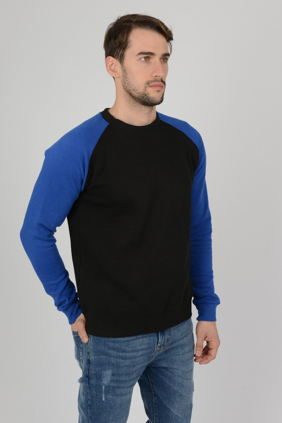 Mens Colourblock Raglan Sweatshirt Top