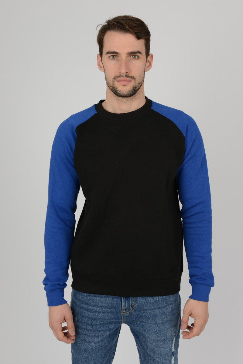 royal blue black sweatshirt jumper colour block top pullover