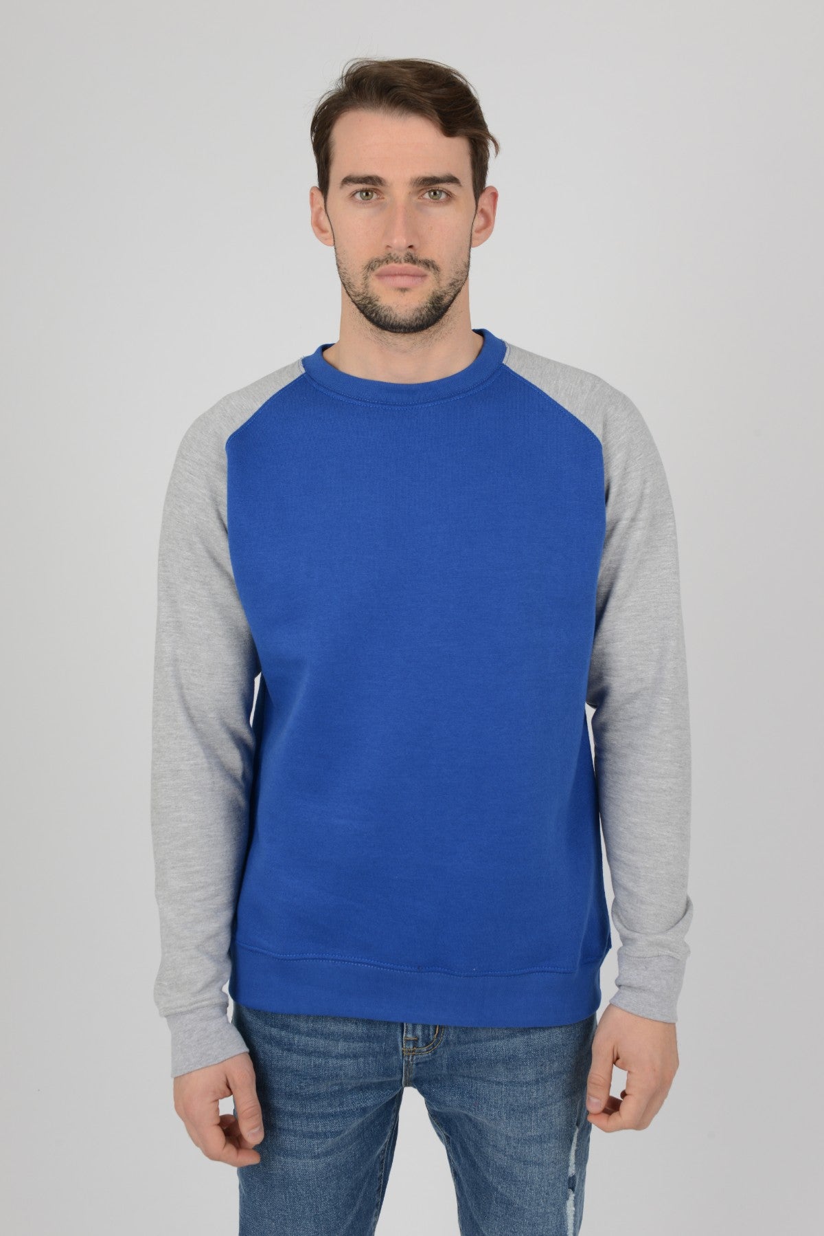 mens sweatshirt colour black jumper royal blue and grey