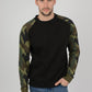 Mens Camouflage Camo Block Raglan Black Sweatshirt Top