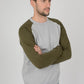 mens two block contrast jumper top pull over sweat sweatshirt