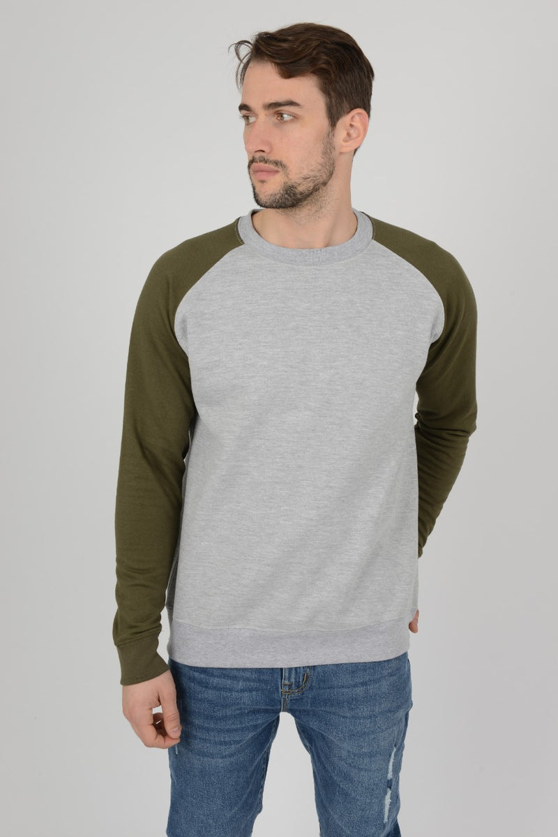 Mens Colourblock Raglan Sweatshirt Top