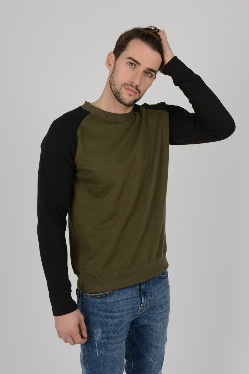 Mens Colourblock Raglan Sweatshirt Top