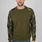 Mens Camouflage Camo Block Raglan Olive Sweatshirt Top