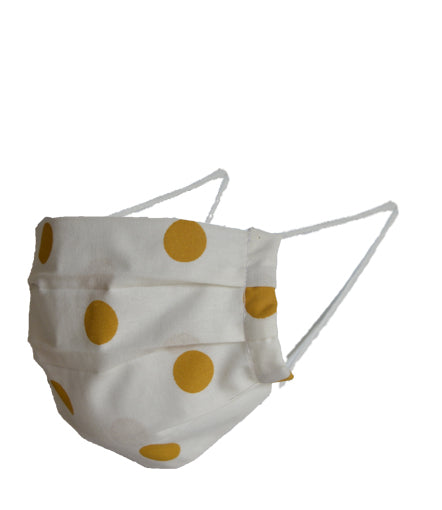 Reusable Cotton Pleated Mask - Big Golden Polka