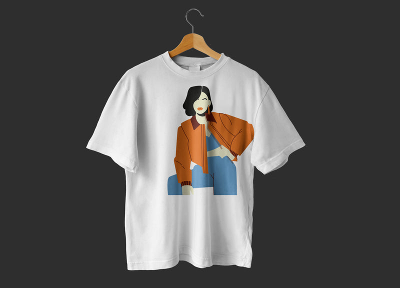 Girls Plus Size Cool Orange Jacket Girl Graphic T-Shirt