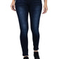 Mid-Rise Skinny Fit Ankle Zipper Jeans - Dark Blue