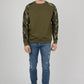 Mens Camouflage Camo Block Raglan Olive Sweatshirt Top