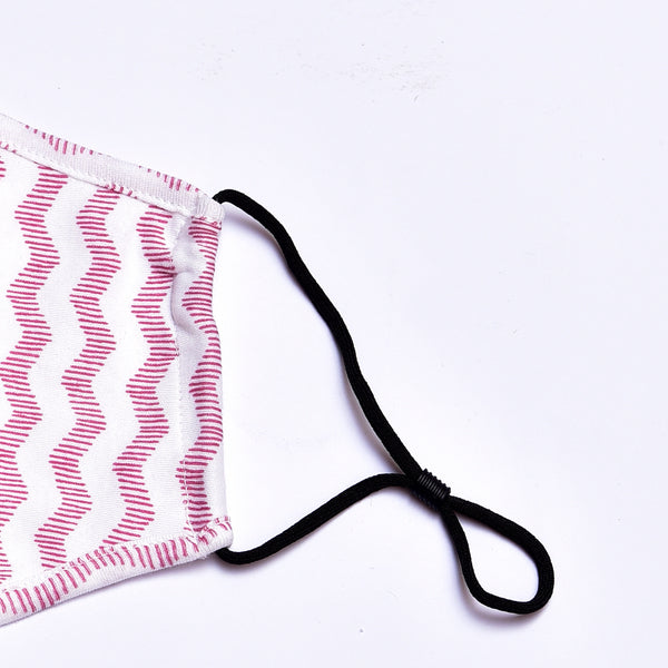 Reusable Ultra-light Organic Cotton Face Mask - Zigzag burgundy