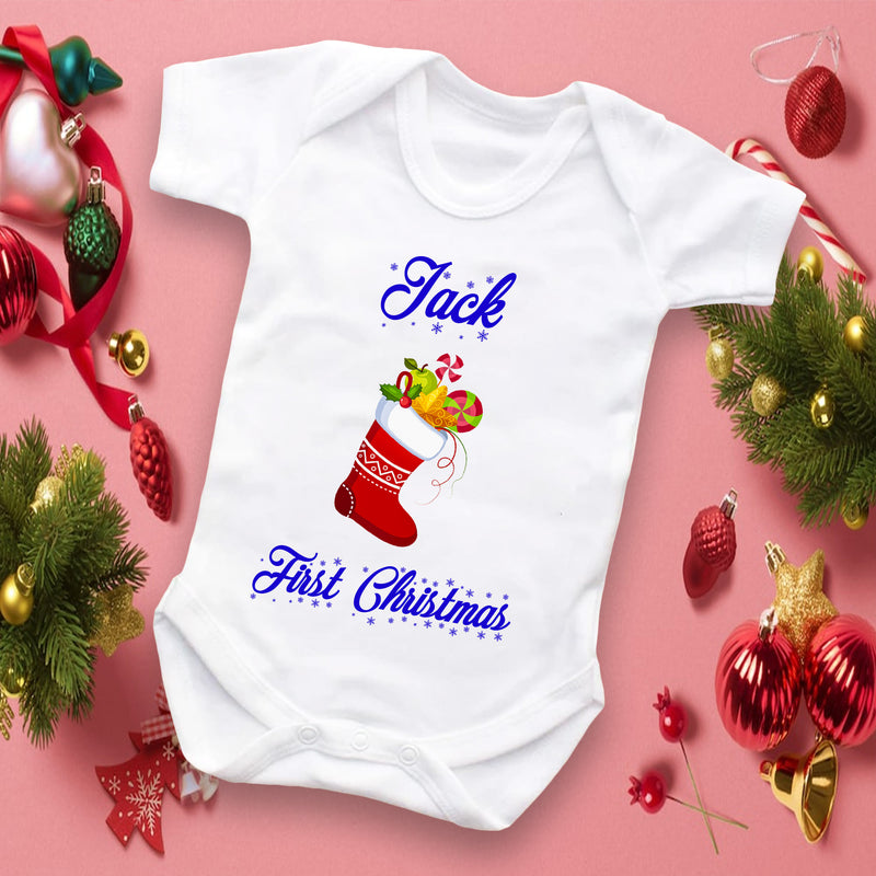 my first Christmas, personalised 1st Christmas mas baby vest / sleepsuit / onesie / babygrow, baby Christmas outfit Baby Grows