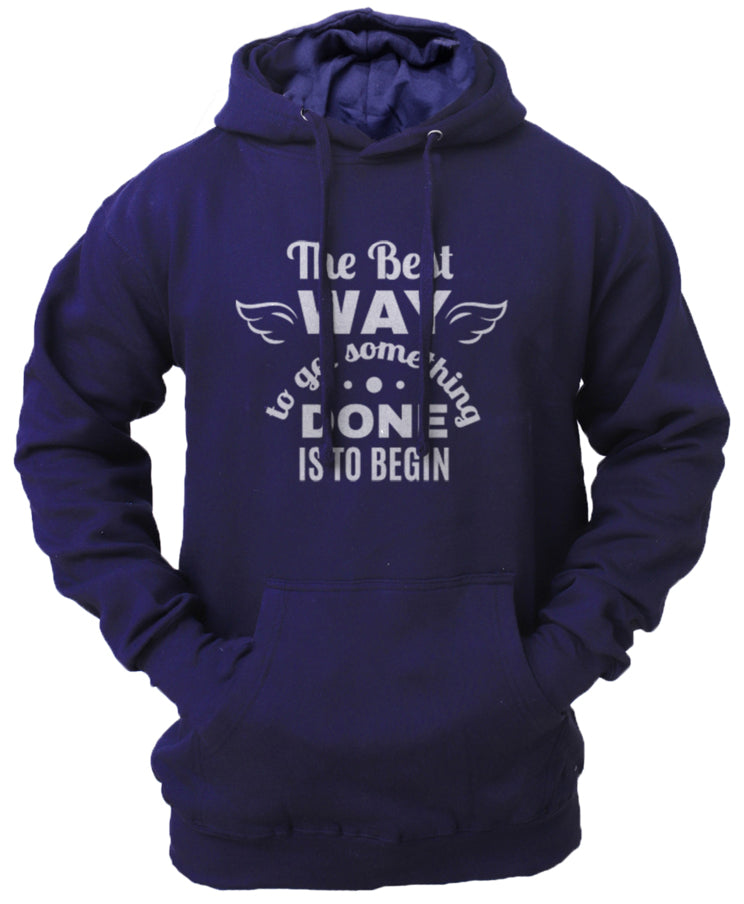 Men's 'The Best Way' Fleece Pullover Long-sleeved Printed Hoodie