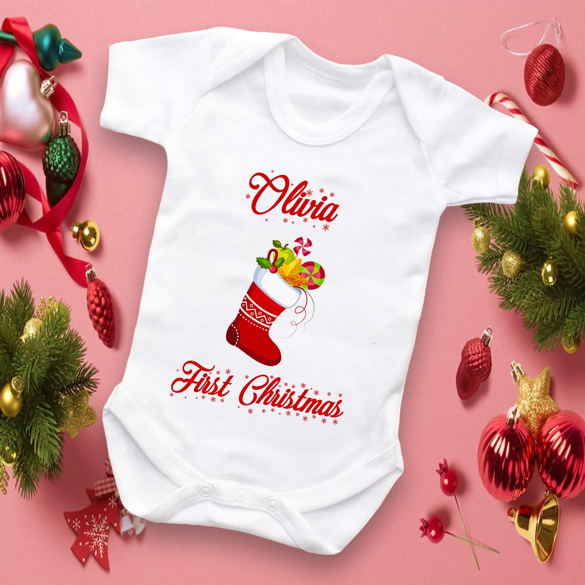 Personalized My 1st Christmas Baby Grow