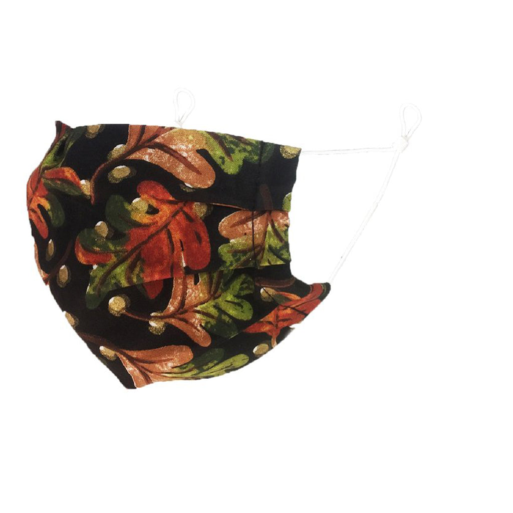 Reusable Cotton Pleated Mask - Black Floral