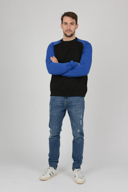 mens sweatshirt colour block two colours raglan sweat jumper uk