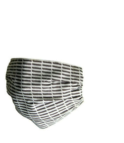 Reusable Cotton Pleated Mask - Grey Stripes