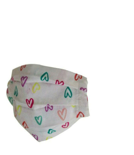 Reusable Cotton Pleated Mask - Multi Hearts