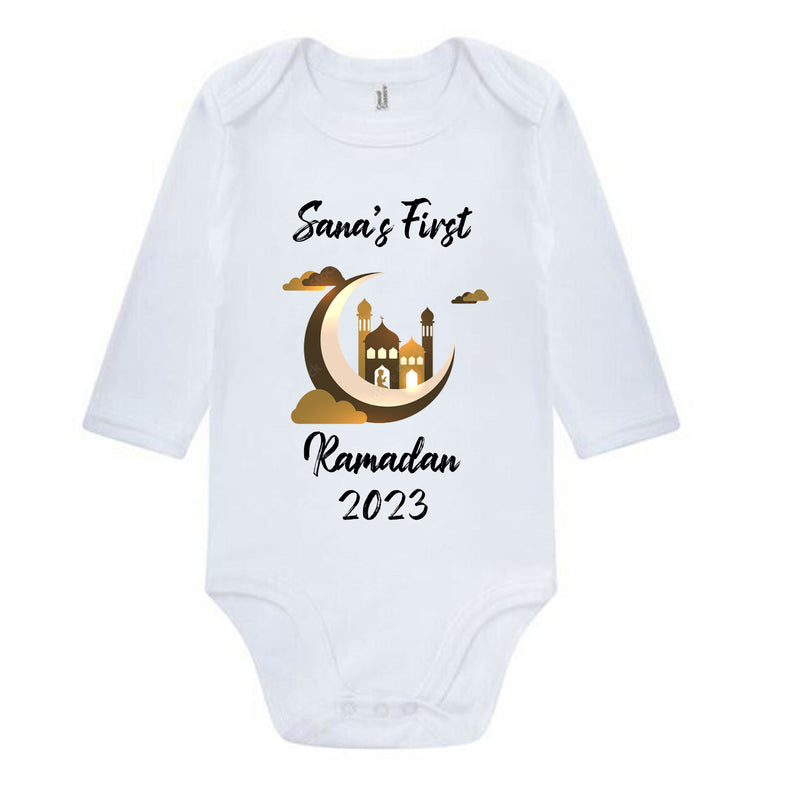 Ramadan Personalized Baby and Toddler Body suit and vest, Ramazan New Baby Gift Set, Ramadhan Girls and Boys Baby Grow any Text any Image
