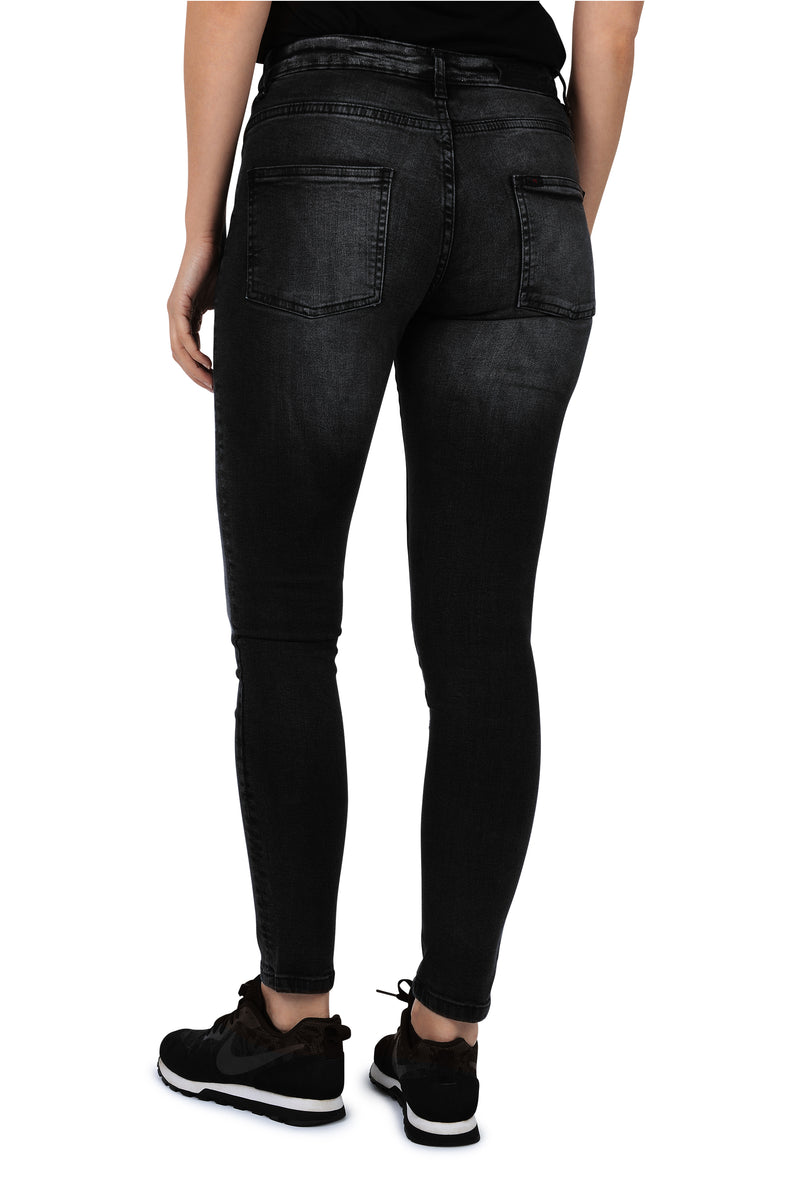 Skinny Fit Mid-Rise Jeans - Faded Black