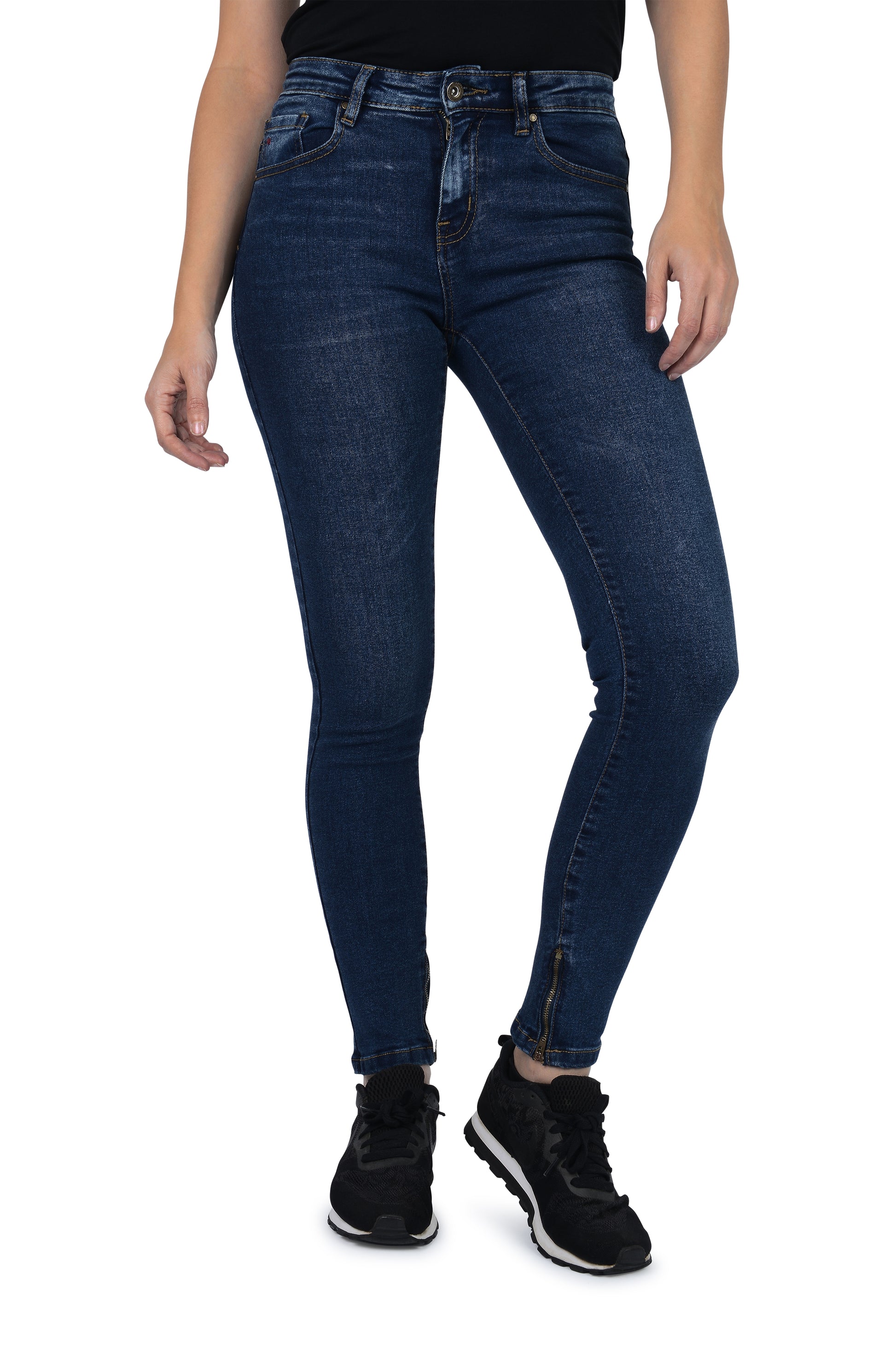 Mid-Rise Skinny Fit Ankle Zipper Jeans