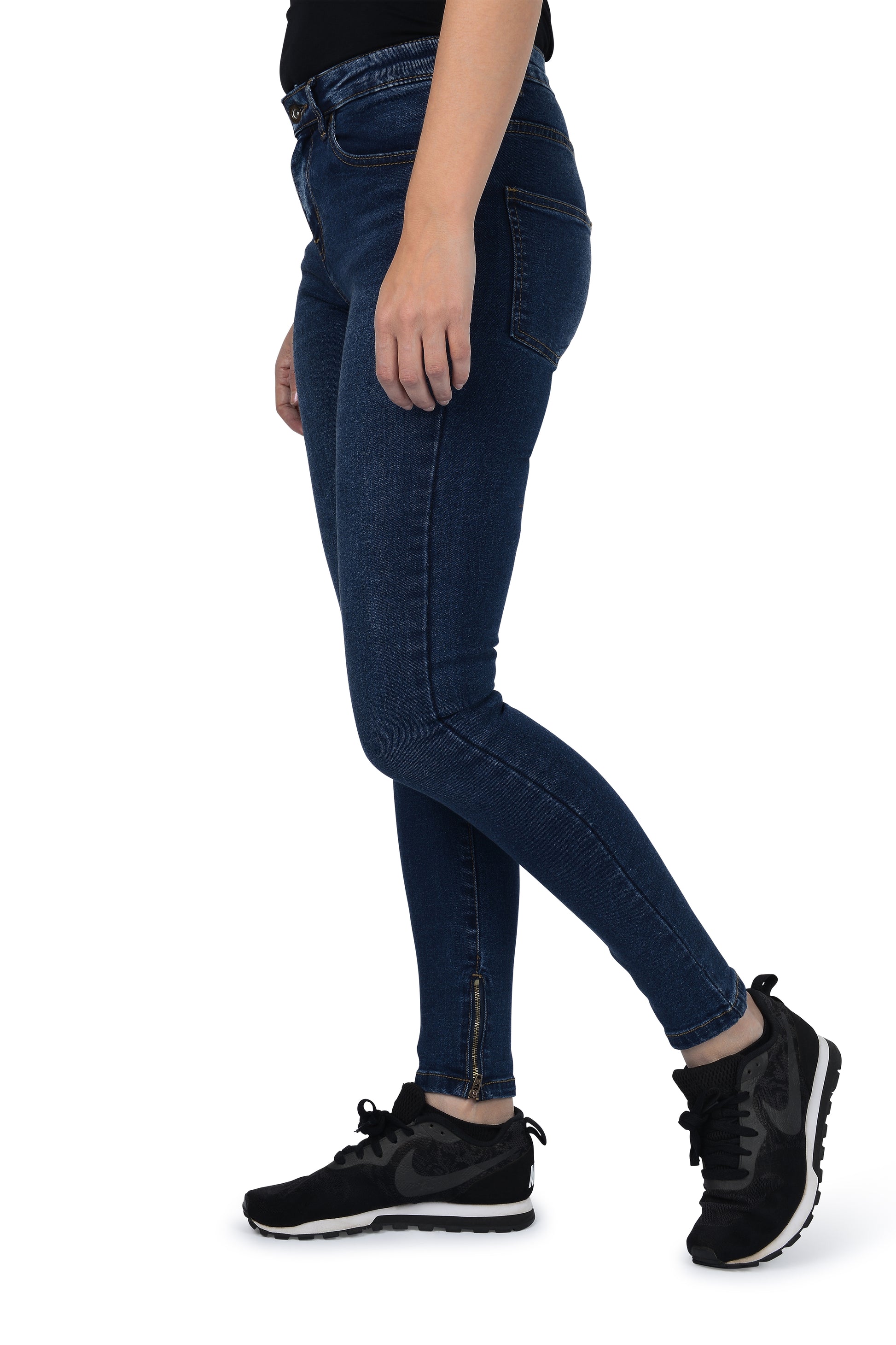 Mid-Rise Skinny Fit Ankle Zipper Jeans