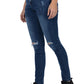 women skinny slim fit jean ripped distressed blue 