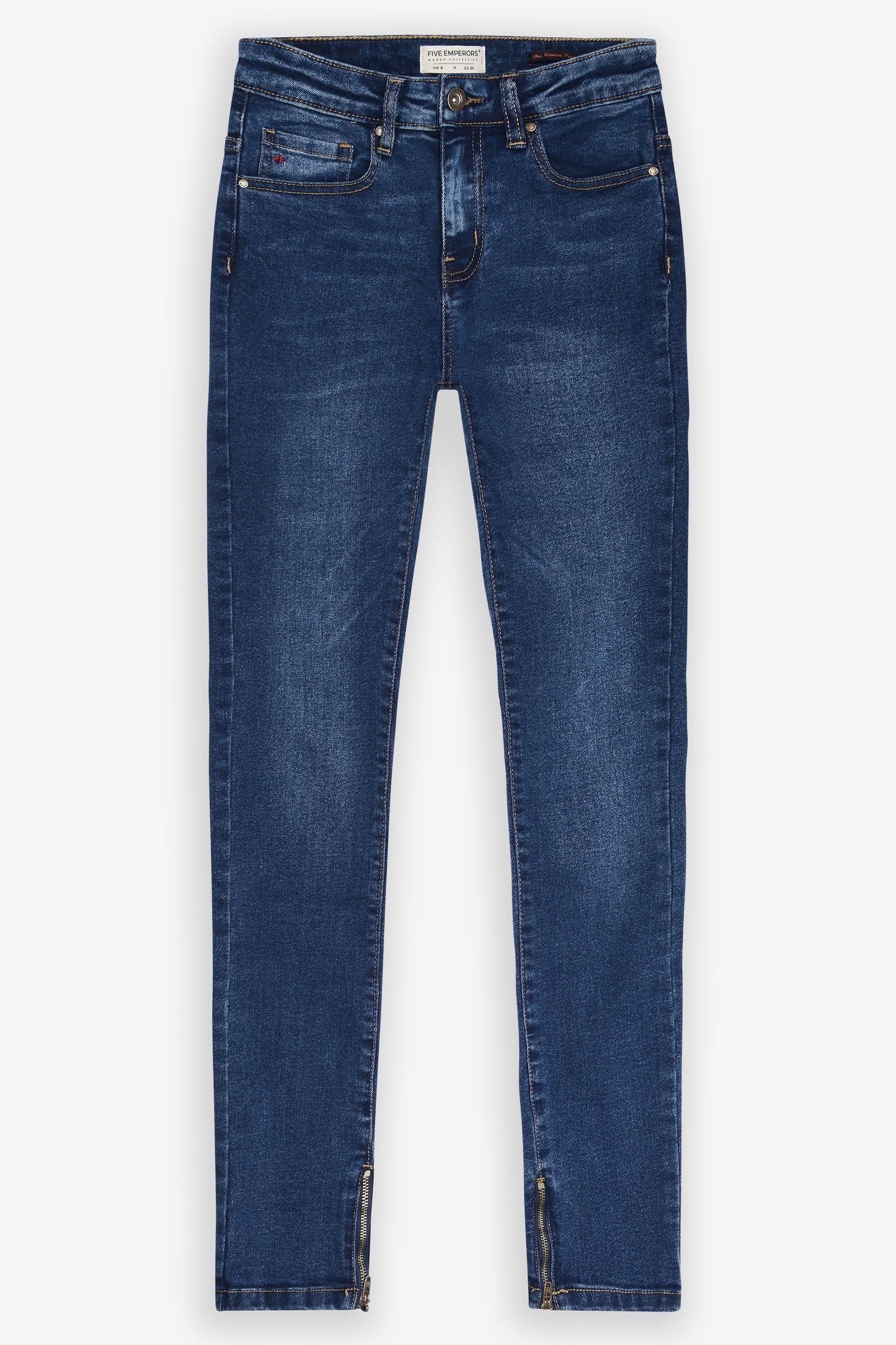 Mid-Rise Skinny Fit Ankle Zipper Jeans